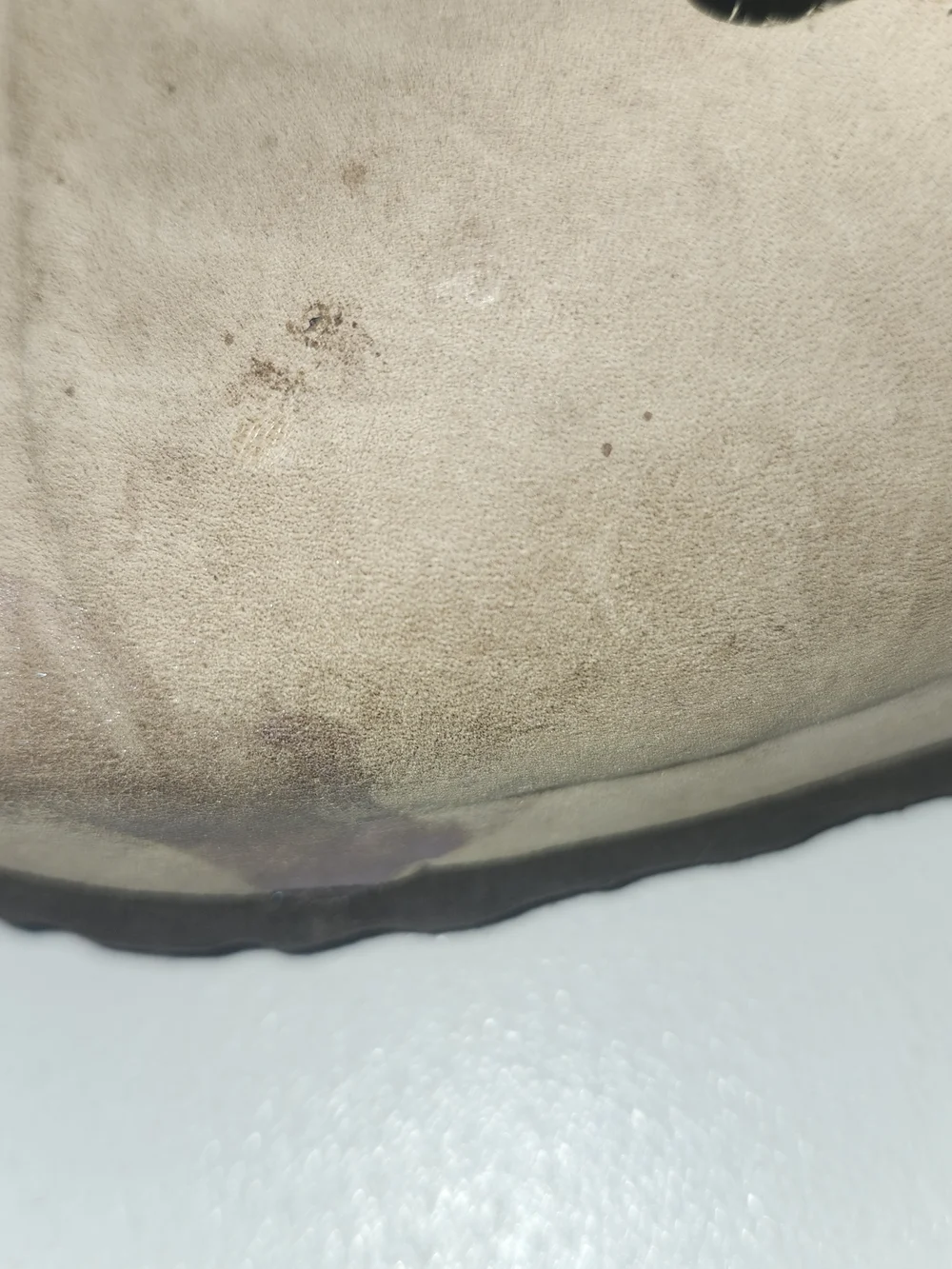 Birkenstock Beige Suede Boston Clogs with Rose Gold Buckles - Picture 4 of 5